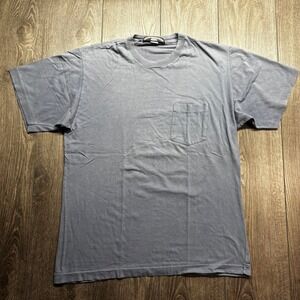 Thornton Bay Vintage 90s Mens Large Blank Pocket T-Shirt Faded Blue Gray